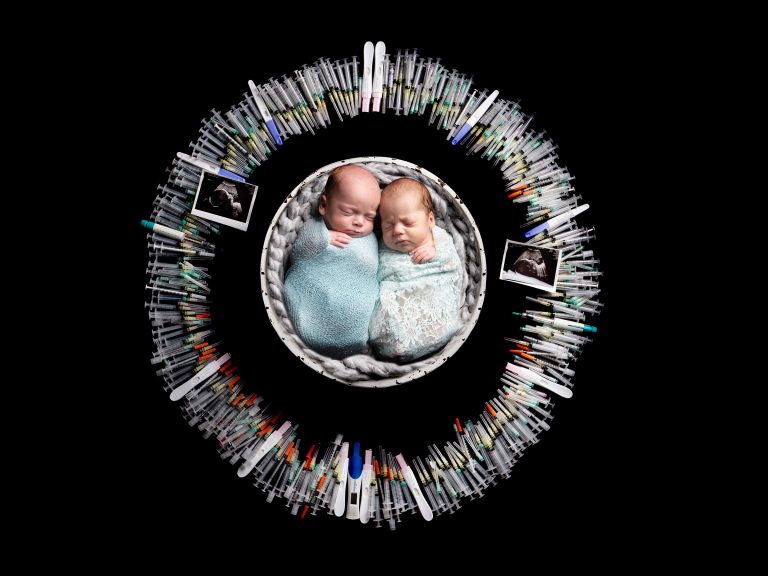 IVF twins in story telling image by Treasured Moments Photography